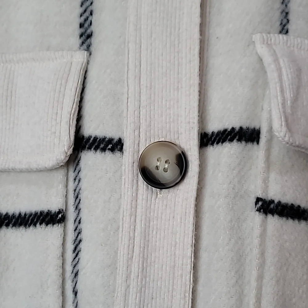 Nordstrom Melloday Ivory & Black Grid like patternJacket with Side Seam Pockets - Picture 11 of 16